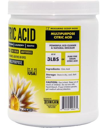 Citric Acid 3 lbs - 100% Pure Anhydrous Granular Powder for Cleaning & DIY Bath Bombs | Premium Quality with Scoop | International Shipping Available - Buy Online on GoSupps.com