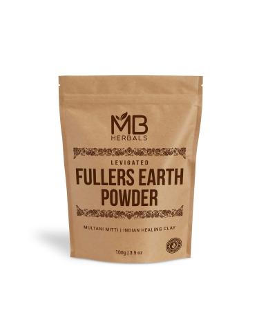 MB Herbals 100% Pure Fullers Earth Powder 100g | 3.5oz | Multani Mitti Facial Clay Bentonite Indian Healing Clay | No Preservatives | No Bleaching Agents | No Added Fragrance| Fuller's Earth