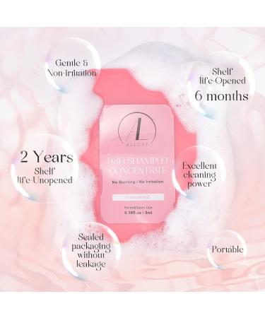 Allove Eyelash Shampoo Concentrate - 5ml x 10 | Gentle & Non-Irritating Eyelash Extension Cleaner | Rose Scented Formula - Buy Online on GoSupps.com