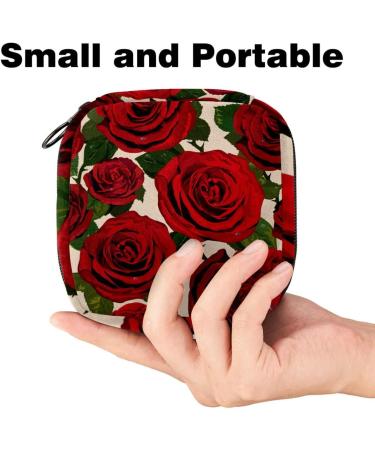 Shop Retro Red Rose Portable Women's Bags for Menstrual Cups & Pads - Perfect for Teens! - Buy Online on GoSupps.com