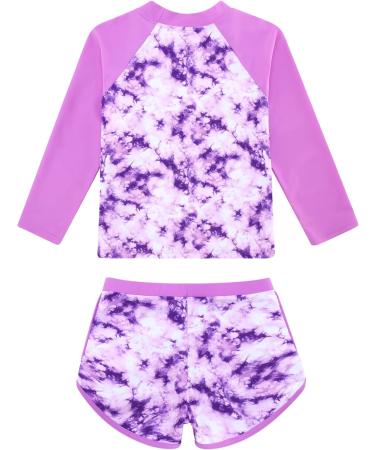 Girls Two Piece Long Sleeve Swimsuit | UPF 50+ Protection | Purple | 5-6 Years - Buy Online on GoSupps.com
