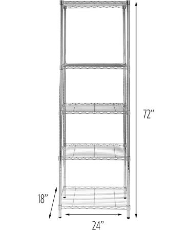 Honey-Can-Do SHF-01054 5-tier chrome shelving unit  250 lbs - Buy Online on GoSupps.com