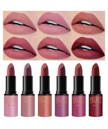 Petansy 6 Colors Matte Lipstick Set - Long Lasting Waterproof Velvet Lipstick with Gift Box - Perfect Gift for All Occasions - Buy Online on GoSupps.com
