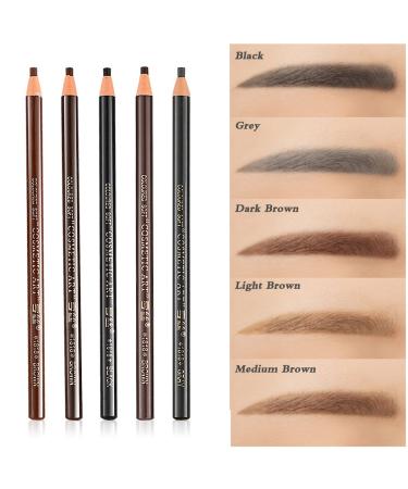 5 COLORS Set Eyebrow Pencil Drawing Eye Brow Pen Peel Off Makeup Cosmetic