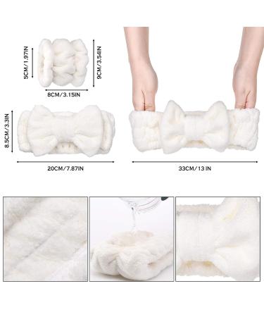 4 Piece Spa Headband and Wrist Washband Set - White | Hair Headband, Face Wash Wristband, Scrunchies Cuffs for Women and Girls | Makeup and Face Washing Accessories - Buy Online on GoSupps.com