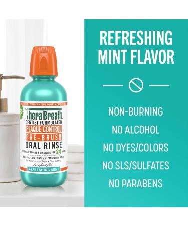 TheraBreath Plaque Control Pre-Brush Oral Rinse - Refreshing Mint - 16 Fl Oz. - Buy Online on GoSupps.com