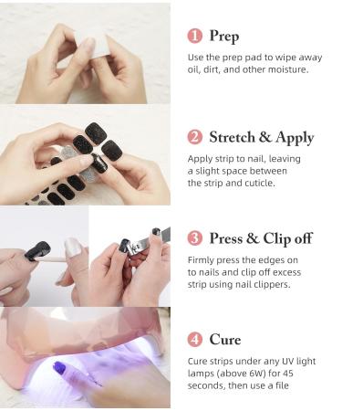 Buy Semi Cured Gel Nail Strips - 28Pcs Purple Lightning DIY Gel Nail Wraps with Prep Pads & Nail File Compatible with UV Nail Lamps - International Shipping - Buy Online on GoSupps.com