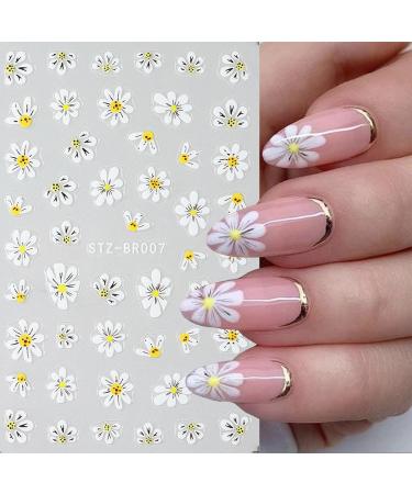 JMEOWIO 6 Sheets Daisy Flower Nail Art Stickers Decals Self-Adhesive Spring Summer Floral Nail Supplies Nail Art Design Decoration Accessories - Buy Online on GoSupps.com