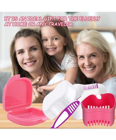 Buy Pink Prostheses Storage Box & Cleaner Brushes - Ideal Dentistry Case for Orthodontic & Braces Care - Buy Online on GoSupps.com
