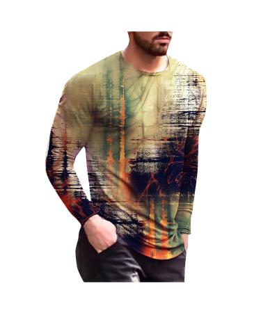 BEUU Soldier Long Sleeve T-shirts for Mens, Fall 3D Print Oil Painting Gym Workout Athletics Tee Tops Vintage Fashion 1123-350-green Large