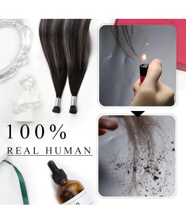 Moresoo Balayage I Tip Hair Extensions #1B Natural Black to Silver Ombre - 50s/40g - Seidig Smooth for Thin Hair - 45 cm - Buy Online on GoSupps.com