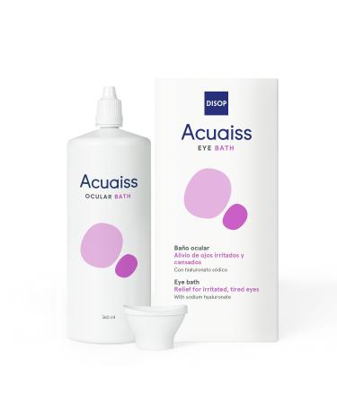 Acuaiss Eye Wash with Hyaluronic Acid for Cleaning Hydrating and Relieving Itchy Eyes. Includes Antimicrobial Eye Bath Cup (1)