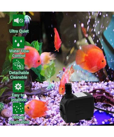 Lveal Water Pump 300GPH (1200L/H 21W) Submersible Pump 48 Hours Dry Burning Fountain Submersible Water Pump for Aquarium Fish Tank Pond Statuary Hydroponics with 5.9ft Power Cord 3 Nozzle (300GPH) - Buy Online on GoSupps.com