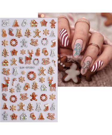 JMEOWIO 3D Embossed Christmas Glitter Nail Art Stickers Decals Self-Adhesive 5D Snowflake Xmas Winter Holiday Cute Cookies Nail Supplies Nail Art Design Decoration Accessories 4 Sheets - Buy Online on GoSupps.com