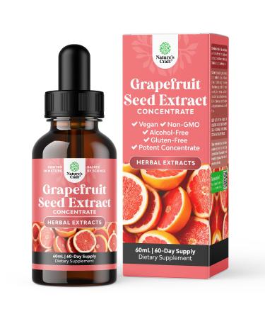GSE Grapefruit Seed Extract Liquid - One Drop Daily - Super Concentrated Grape Seed Extract Liquid Drops Rich in Bioflavonoids & Polyphenols for Gut Health & Immune Support - 2OZ - 60 Servings 2 Fl Oz (Pack of 1)