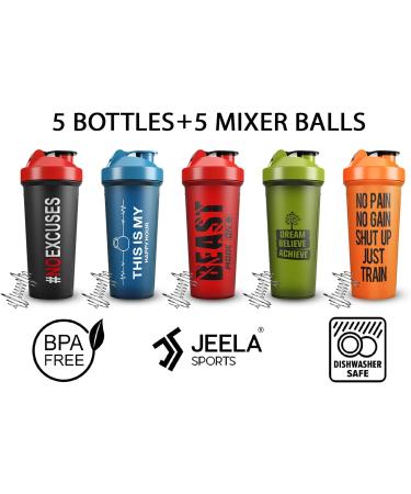 JEELA SPORTS Protein Shaker Bottles 5 Pack - 24 Oz - Buy Online on GoSupps.com