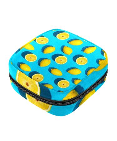 Guantierendiy Sanitary Napkin Storage Bag Lemon Print Pattern Menstrual Cup Pouch Nursing Pad Holder Tampon Bags Feminine Product Pouches Portable Period Kit Bag Color 12