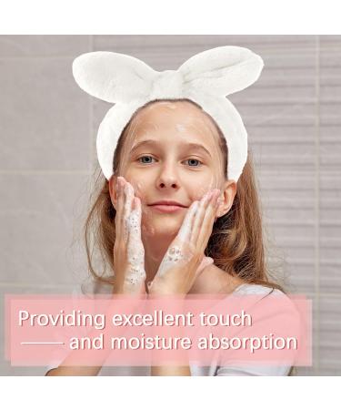 Skincare Headband Headband for Washing Face Bunny Ears Hair Bands for Bath Shower Elastic Makeup Headbands for Women Girls(White) - Buy Online on GoSupps.com