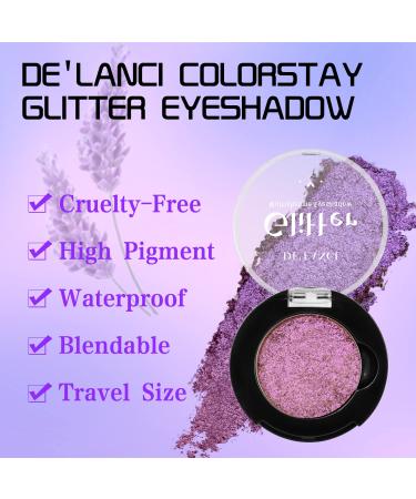 DE'LANCI Bright Purple Glitter Eyeshadow - Intense Color Payoff, Shimmering and Long-Lasting Vegan Formula - Buy Online on GoSupps.com