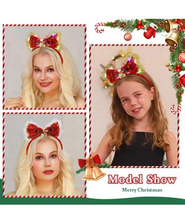 Flayem Bow Christmas Headbands for Kids Adults Red Xmas Cute Hair Hoop with Jingle Bell for Women Men Christmas Party Costume Party Favor - Buy Online on GoSupps.com