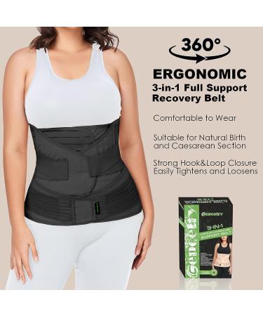 3-in-1 Postpartum Belly Band Wrap | Recovery Girdles Abdominal Binder | Support Belt for Belly, Waist, Pelvis & Back (Black, Large) - Buy Online on GoSupps.com