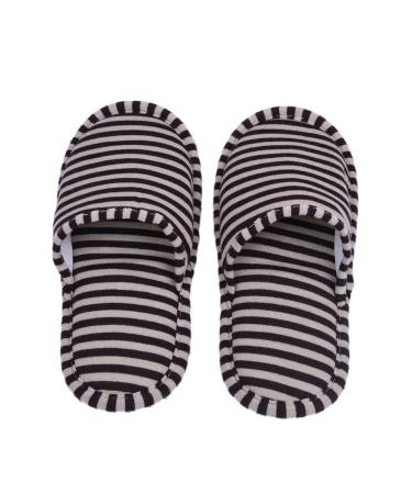 Alomejor 1 pair of foldable travel shoes portable striped spa house shoes washable non-slip for the interior made of soft cotton (Women Type brown stripes)