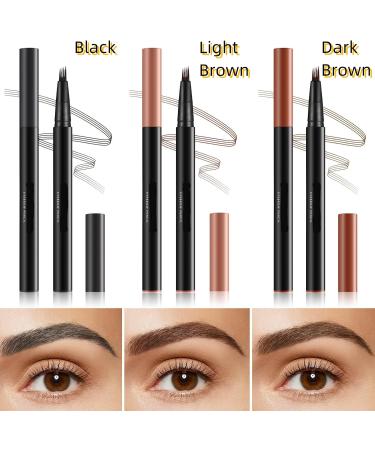 2024 New Magic 4-Tip Eyebrow Pencil Upgraded 3D Waterproof and Sweat-proof Microblading Eyebrow Pencil Contouring Pen Long-Lasting Eyebrow Brush (Black) - Buy Online on GoSupps.com