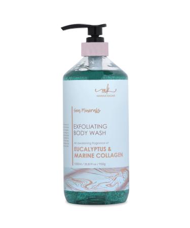Manna Kadar Beauty Dead Sea Minerals Exfoliating Body Wash Eucalyptus Marine - Body Wash Shower Gel Moisturizing Scrub Brighten Dull Skin