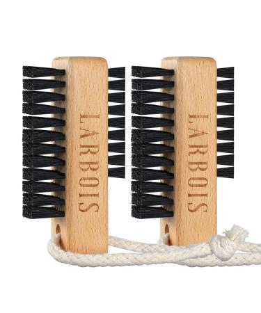 L'Arbois nail brush made of wood double-sided hand and nail cleaning brush 2 pieces of scrubs environmentally friendly fingernail brush with hanging rope (beech wood) black