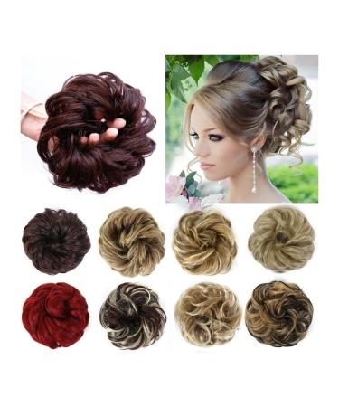Hair Bun Hairpiece for Women Messy Bun Hair Pieces for Women Wavy Curly Bun Hair Extension Elastic Band Synthetic Chignon Updo Hair Piece Fluffy Hair Bun Scrunchies Accessories Hair Chignons(FQ001-10 FQ001-101