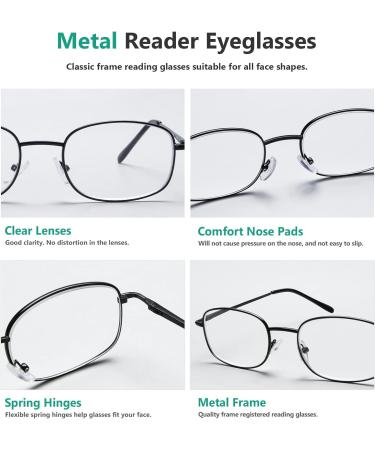 Eyekepper 4 Pack Metal Frame Reading Glasses with Spring Hinge - Black +1.75 | Stylish & Durable International Shipping - Buy Online on GoSupps.com