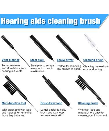 Hearing Aid Cleaning Kit - 12-Piece Set with Wax Loop and Magnet Tools | Multi-Functional Earphone Cleaner with Velvet Bag - Buy Online on GoSupps.com
