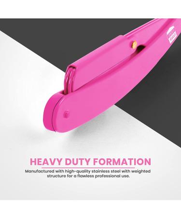 Utopia Care Professional Pink Straight Edge Razor with 100 Derby Blades - Stainless Steel Barber Tool - Buy Online on GoSupps.com