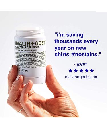 Malin + Goetz Eucalyptus Bergamot Botanical Deodorant - Natural Ingredients, Effective Odor & Sweat Protection - All Skin Types - No Residue/Stains, No Aluminum/Alcohol - 2.6 Fl Oz - Buy Online on GoSupps.com