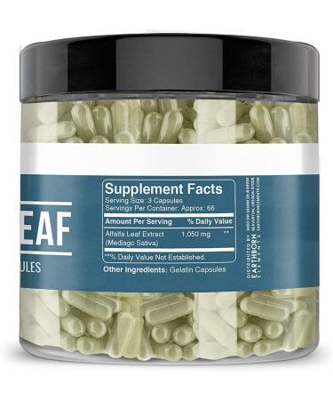 Earthborn Elements Alfalfa Leaf Capsules - 200 Count, Pure & Undiluted, No Additives - Buy Online on GoSupps.com