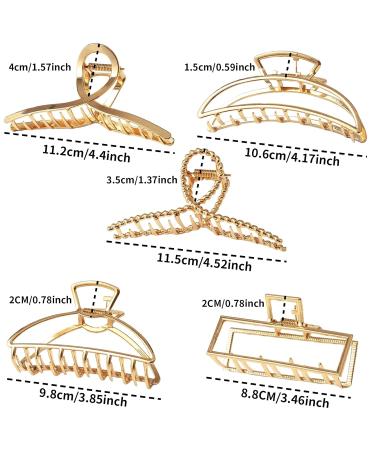 Buy Slipproof Big Hair Clips for Thick & Thin Hair - 5 Pack Metal Hair Claws for Women - Buy Online on GoSupps.com