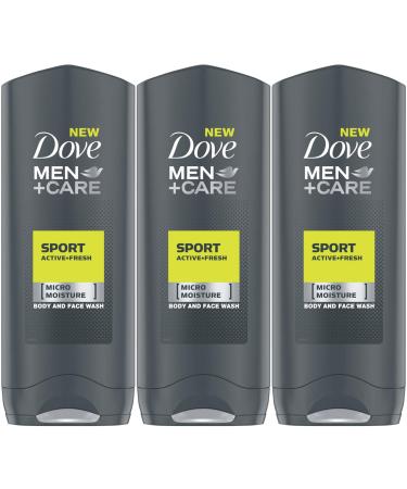 Dove Men+Care Sport Active+Fresh Body Wash, 13.5 Ounce / 400 Ml (Pack of 3) International Version 13.5 Fl Oz (Pack of 3)