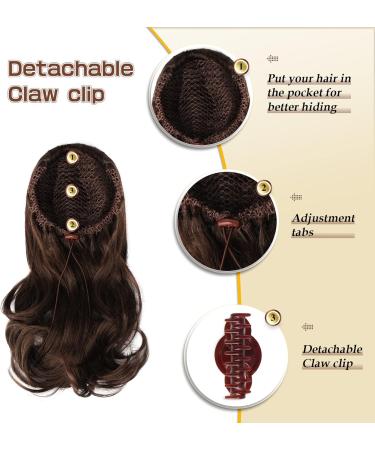Sofeiyan 13 Long Curly Ponytail Extension | Medium Chestnut Brown Synthetic Hairpiece for Women - Buy Online on GoSupps.com