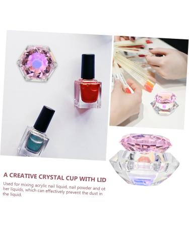 Beavorty 1pc nail art crystal cup manicure care tools nail powder mixing cups containers with lids nail dappen dish clear nail polish nail art cups hexagon cup crystal art glass Variety 7.5x6cm Pink - Buy Online on GoSupps.com