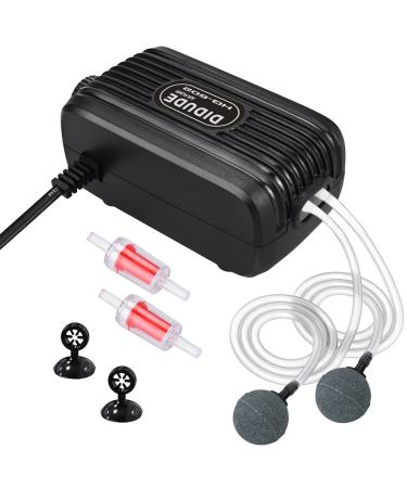 Didude aquarium air pump extremely quiet low 20-40dB adjustable aquarium air pump quarterly oxygen pump Double outputs air valve aquarium air with 2 check valve for aquariums of 3.8-300l