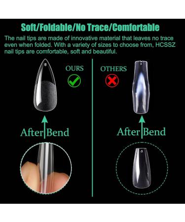 504 Pieces Soft Gel Almond Nail Tips - Full Cover Fake Nails Set with Glue for Nail Studios & DIY Art | 10 Sizes Available - Buy Online on GoSupps.com