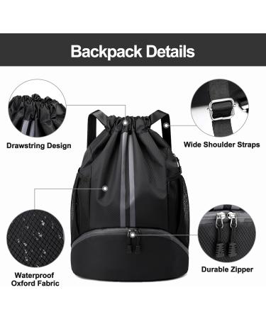 Hoedia Unisex Sports Backpack with Drawstring L - Durable & Stylish Black Gym Bag for Travel & Fitness - Buy Online on GoSupps.com
