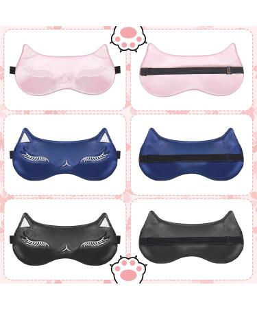3Pcs Cute Cat Sleep Masks for Kids - Lightweight Adjustable Silk Eye Covers for Sleeping Travel & Office - Buy Online on GoSupps.com