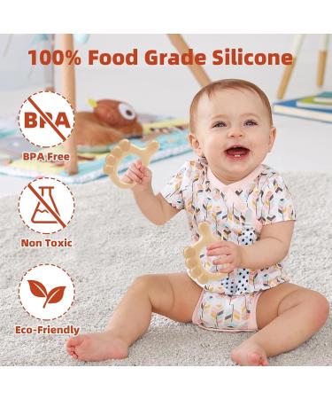 Mezrkuwr Thumb Silicone Bite Ring with Pacifier Chain | Teething Relief & Sensory Exploration | Cute & Easy to Handle - Buy Online on GoSupps.com