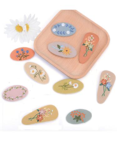 Buy Lyxoto 10-Piece Fabric Embroidery Flower Hair Clips for Girls - Slipproof Metal Snappy Accessories for Children - Buy Online on GoSupps.com