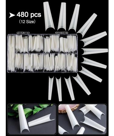 Kalolary 480pcs XXL Natural Color False Nail Tips - Extra Long Half Cover French Acrylic Nail Art Extension Tools in Clear Box - Buy Online on GoSupps.com