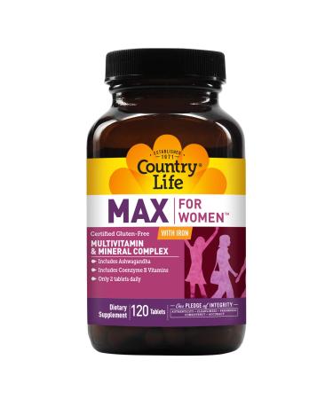 Country Life Max for Women Multivitamin & Mineral Complex with Iron 120 Tablets