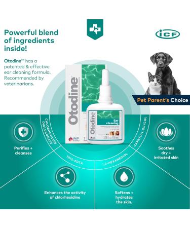 ICF Otodine Ear Cleaner Solution for Cats and Dogs - 100ml - Buy Online on GoSupps.com