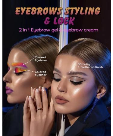 2 Colors Eyebrow Pomade Set-2 in 1 Waterproof Eyebrow Cream Gel Brown & Clear Brow Setting Glue Wax Filling & Shaping Tinted Brow Filler with Brow Brush Tool Eyebrow Color Makeup for Women -#02 02# Brown - Buy Online on GoSupps.com