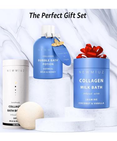 Collagen Bubble Bath - Oatmeal Milk Honey - Moisturizing Luxury Foaming Bath for Women - Relaxing Stress Relief & Self Care Spa Gift - Buy Online on GoSupps.com